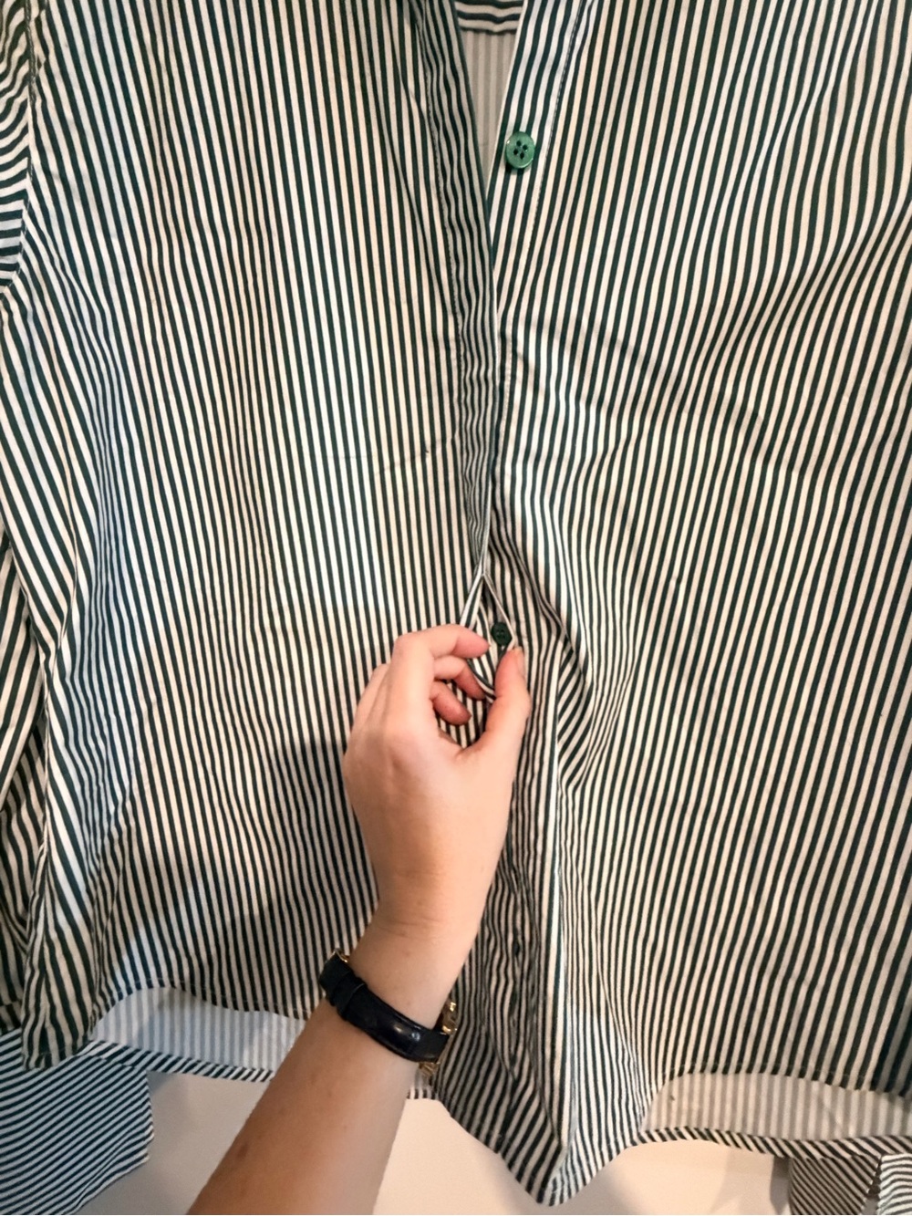 Favorite Daughter Striped classic poplin Shirt in Green and White - Picture 7 of 10